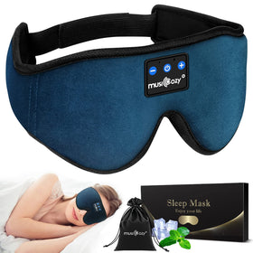 MUSICOZY front view sleep mask showing blackout coverage and comfortable fit