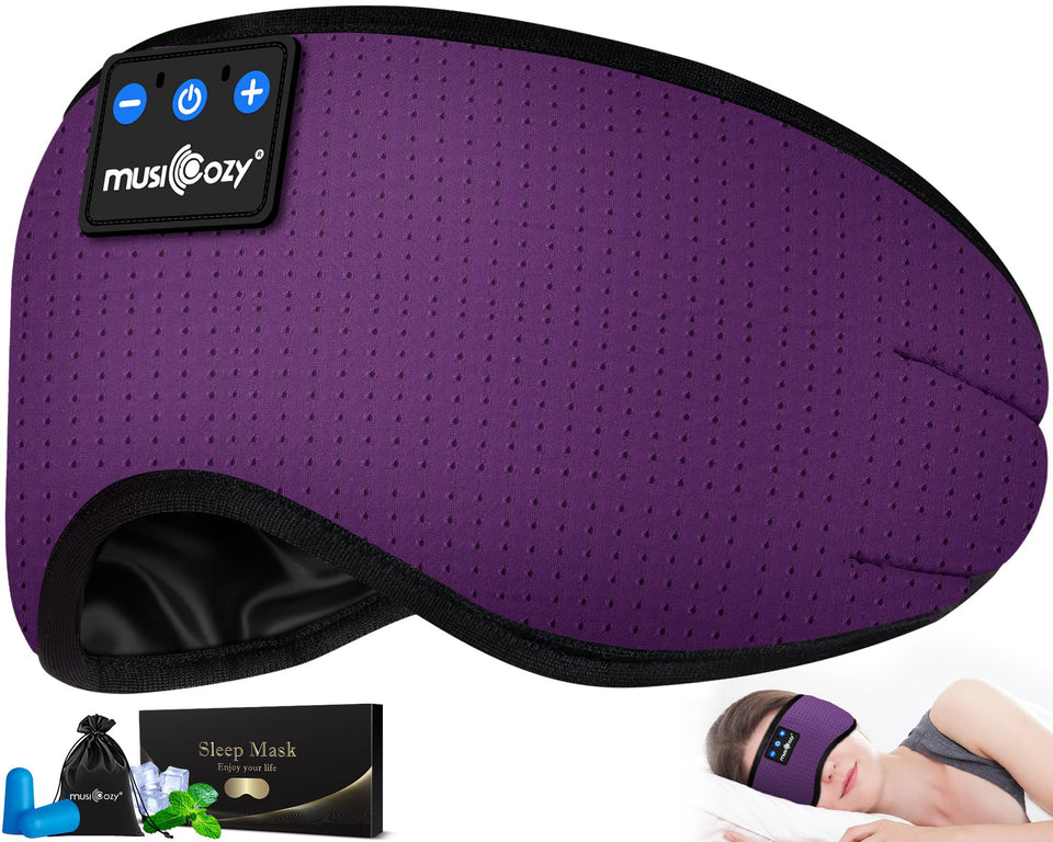 MUSICOZY front view of sleep mask showing sleek design and comfortable fit