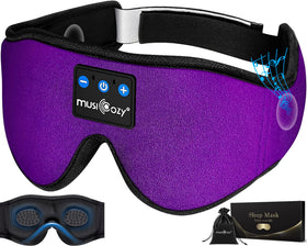 MUSICOZY front view sleep mask showing blackout and speakers benefit restful sleep