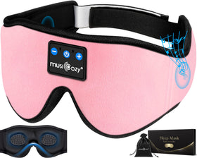 MUSICOZY front view of 3D sleep mask showing contoured shape and closure for restful nights