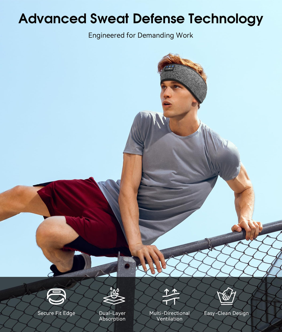 MUSICOZY headband worn while sleeping demonstrating blackout comfort and audio