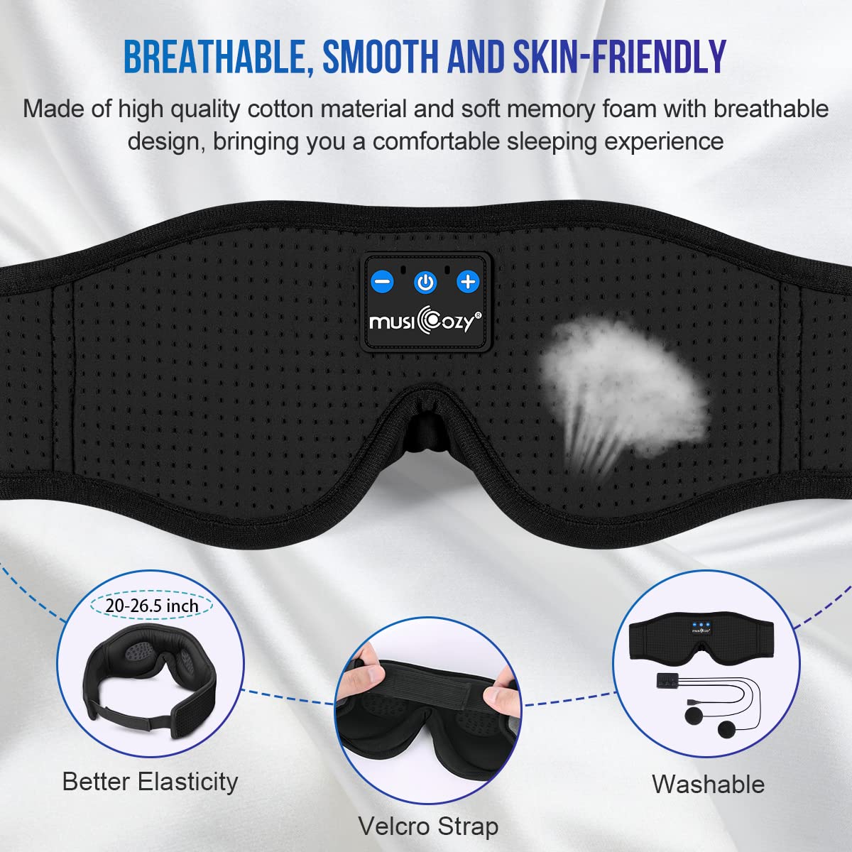 MUSICOZY inner speaker closeup revealing soft driver pocket benefit: no ear pressure