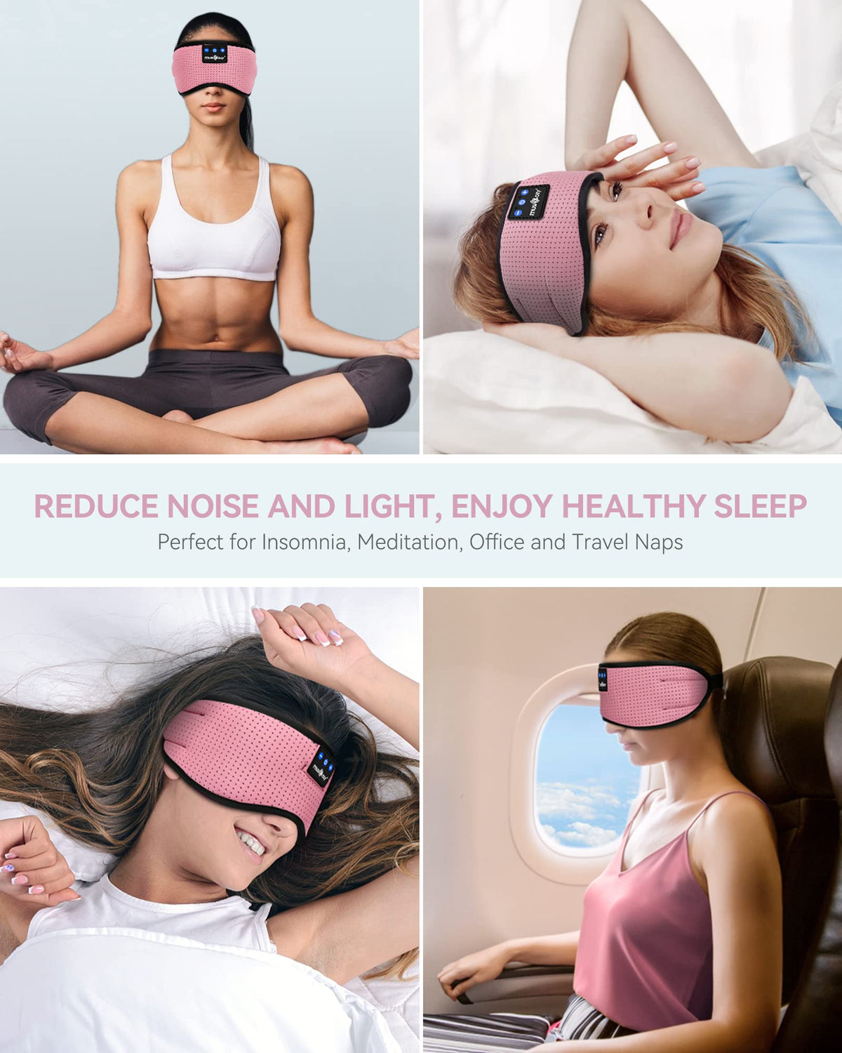 MUSICOZY lifestyle image on travel pillow demonstrating travel convenience