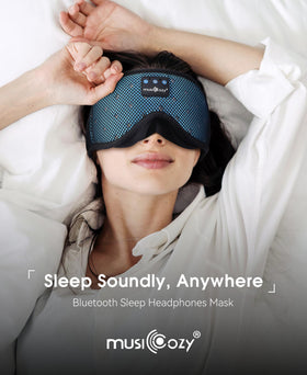 MUSICOZY mask worn by side sleeper demonstrating stable fit and comfort