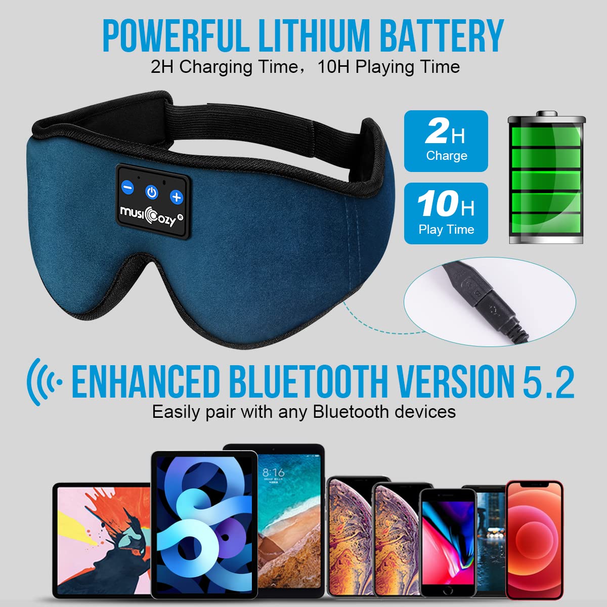 MUSICOZY memory foam and ice-silk lining detail for breathable comfort