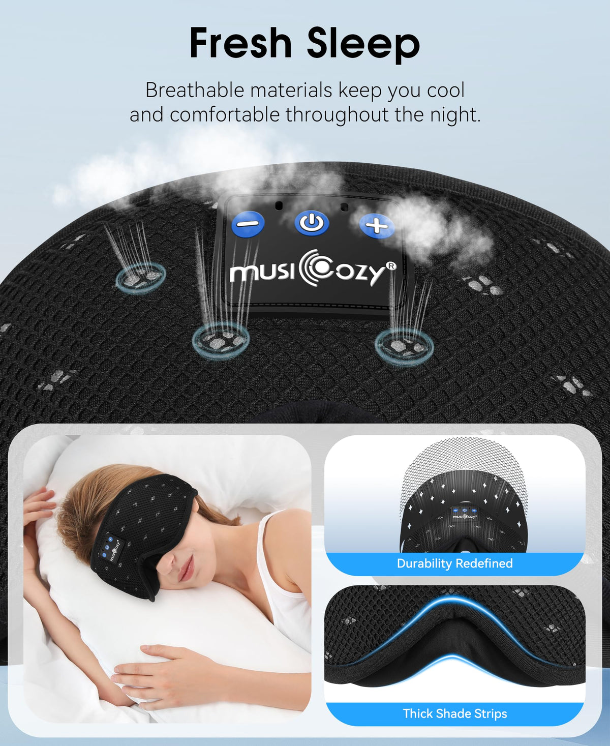 MUSICOZY close-up mesh texture showing breathable comfort
