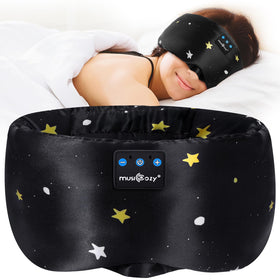 Musicozy mulberry silk sleep mask with Bluetooth headphones for soft, edge-to-edge darkness