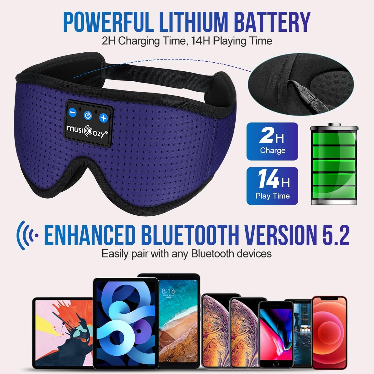 MUSICOZY worn by side sleeper demonstrating comfortable low-profile fit
