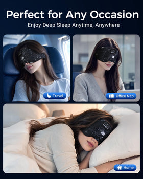 MUSICOZY worn by a side-sleeper to show no pressure on eyes