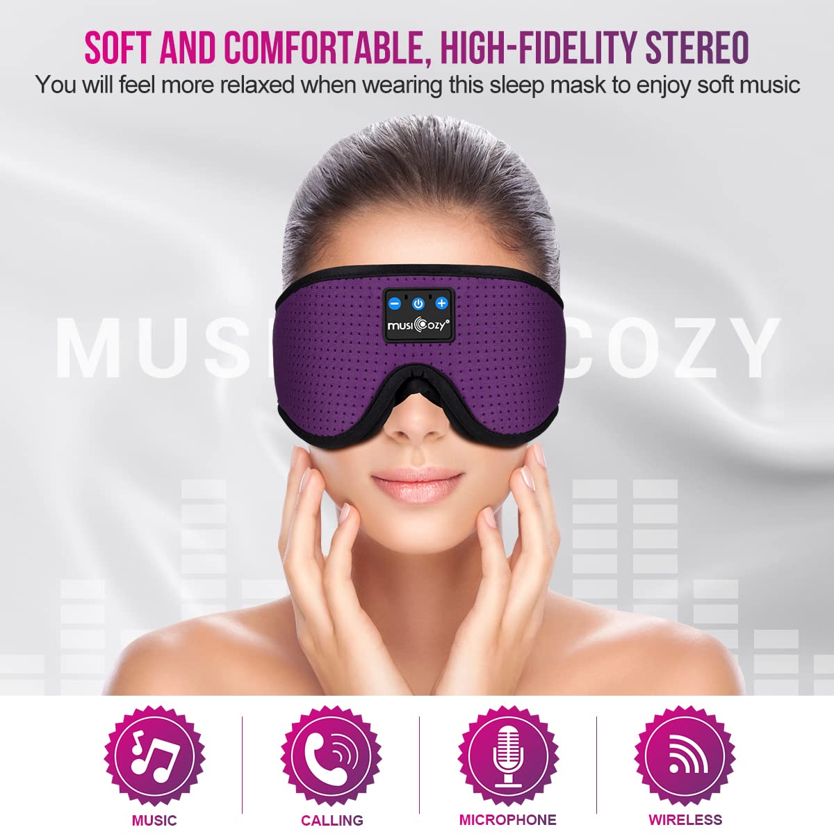 MUSICOZY in use by a side sleeper demonstrating flat profile and comfort benefit
