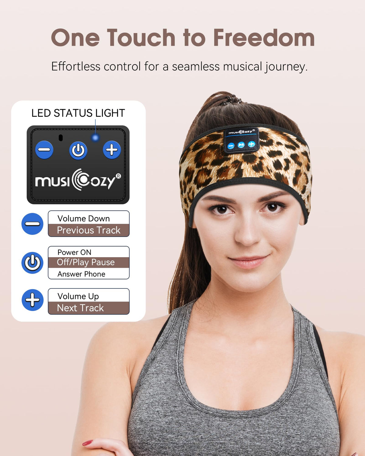 MUSICOZY Sleep Headband built-in microphone for hands-free calls on the go