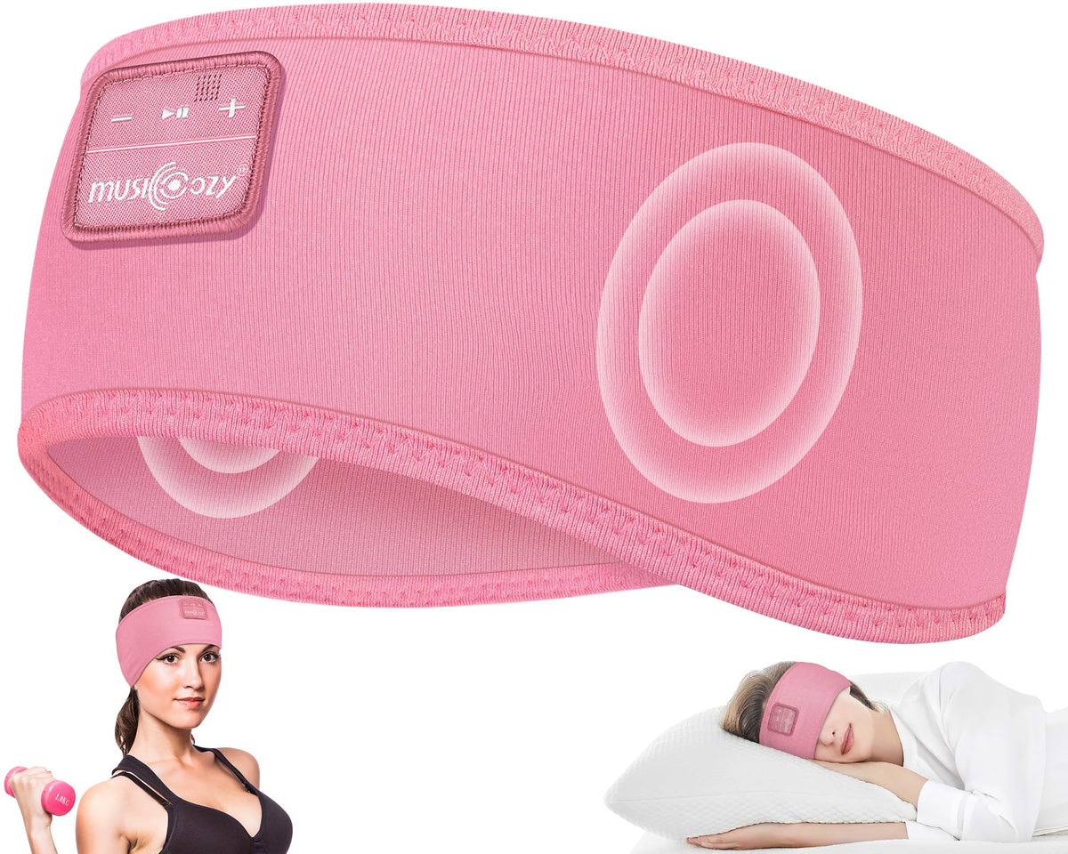Musicozy Sleep Headphones Headband pink for comfortable listening while sleeping