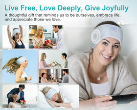 MUSICOZY headband with sweat-resistance symbol and athletic use