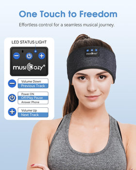 Musicozy Sleep Headphones 14-hours playtime for long sessions and commutes