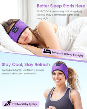 MUSICOZY Sleep Headphones 40mm drivers deliver clear sound and balanced bass.