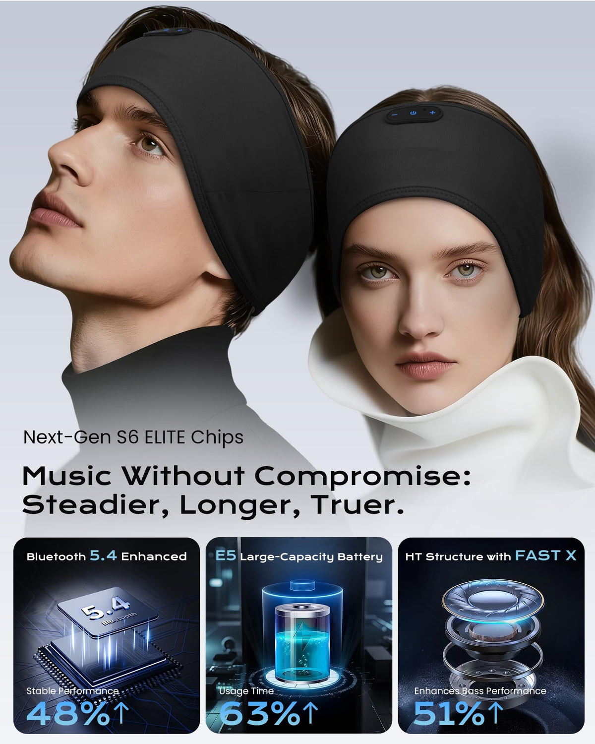 MUSICOZY Sleep Headphones headband shown during nighttime side sleeping