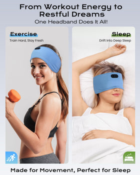 Musicozy in bed listening while side sleeping, soft bamboo against skin.