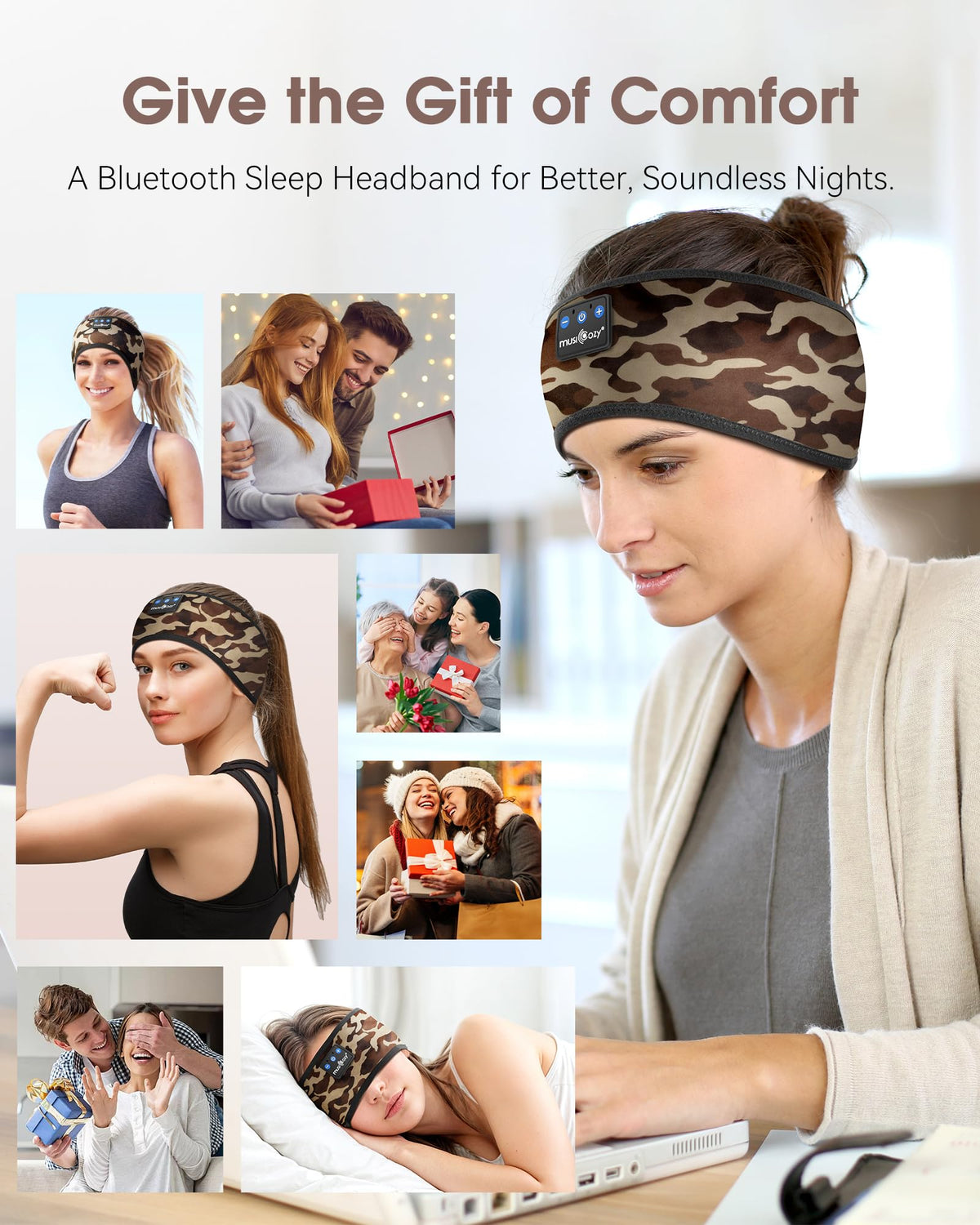 MUSICOZY sleep headphones built-in mic for hands-free calls