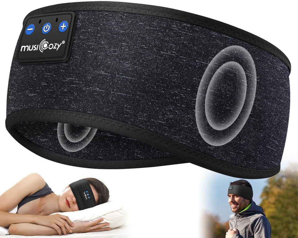 Musicozy Sleep Headphones headband worn during workout for hands-free audio