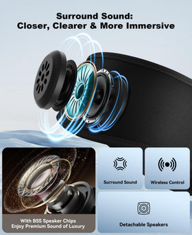 MUSICOZY close-up of embedded 40mm speaker revealing thin driver for clear stereo sound