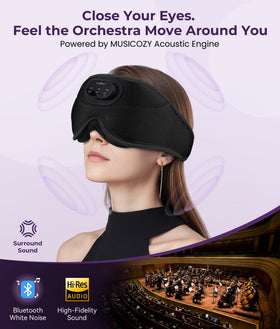 MUSICOZY speaker module detail highlighting stereo audio quality benefit