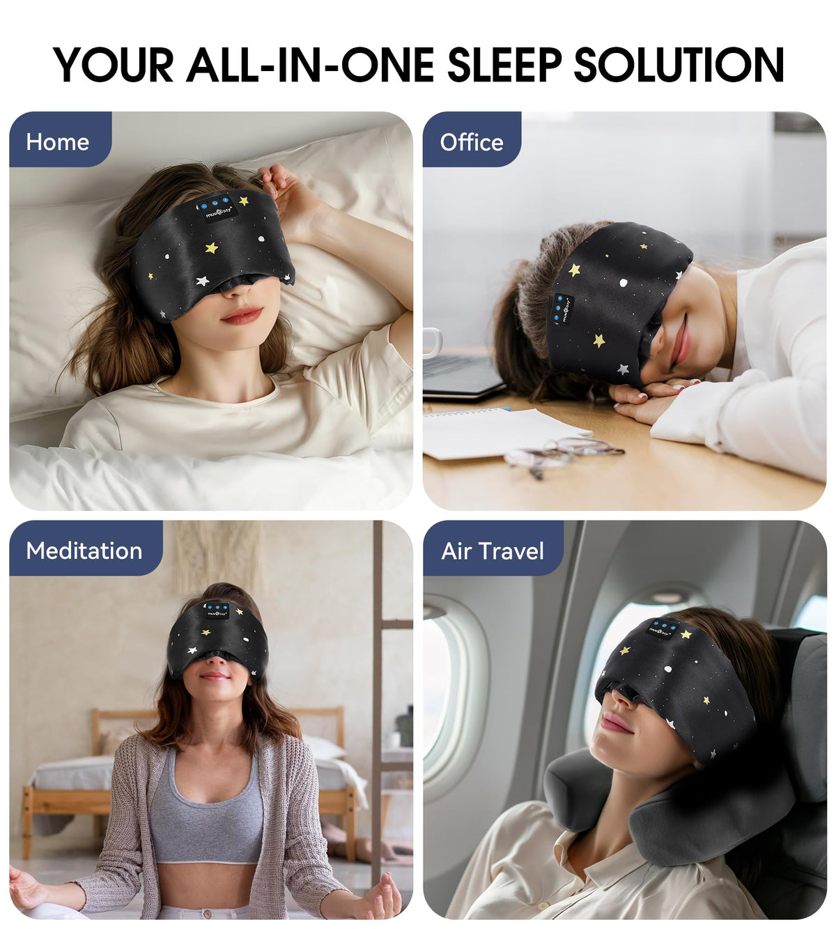 Musicozy travel friendly wireless sleep mask compact for flights and hotel stays
