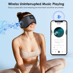 MUSICOZY sleep mask used on airplane showing travel convenience