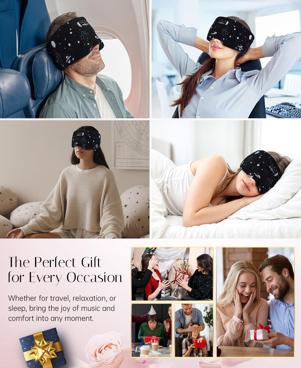 MUSICOZY in a travel setting showing portable sleep solution benefits