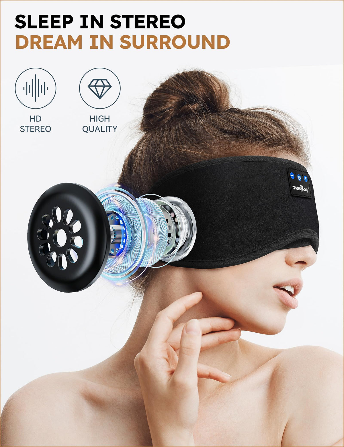 MUSICOZY Type-C charging port visible for fast convenient recharge
