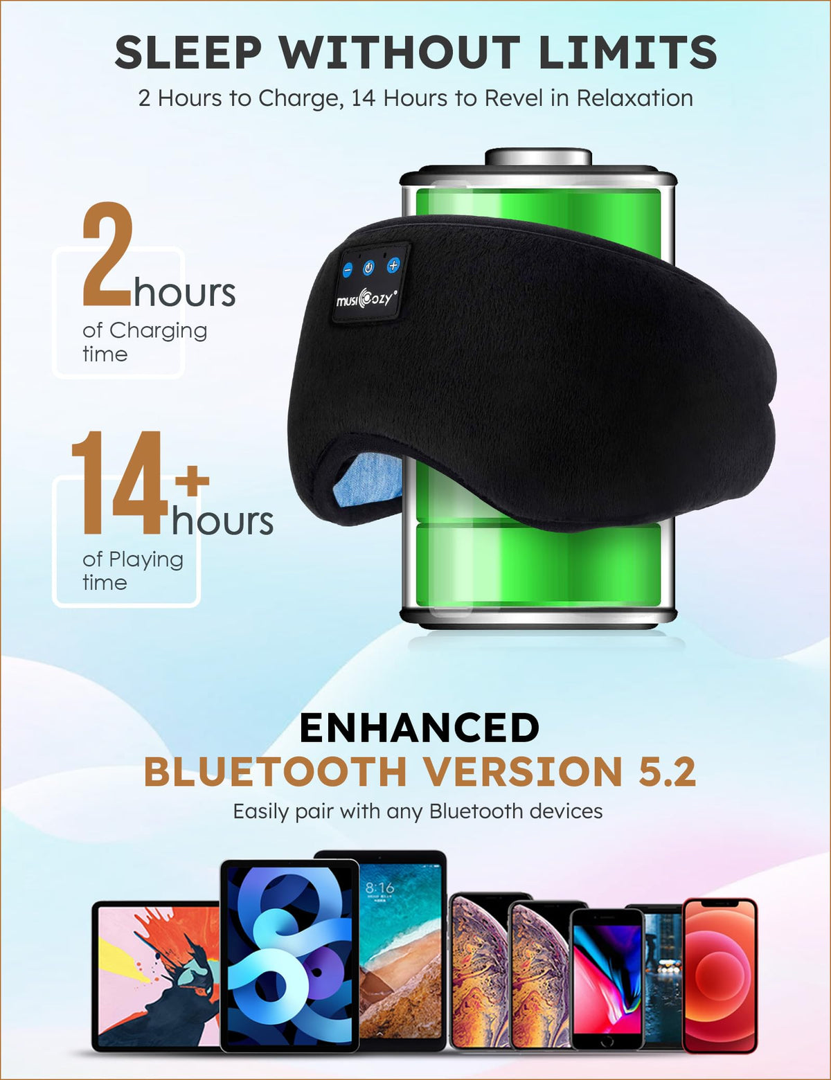MUSICOZY worn by side sleeper demonstrating secure, comfortable fit