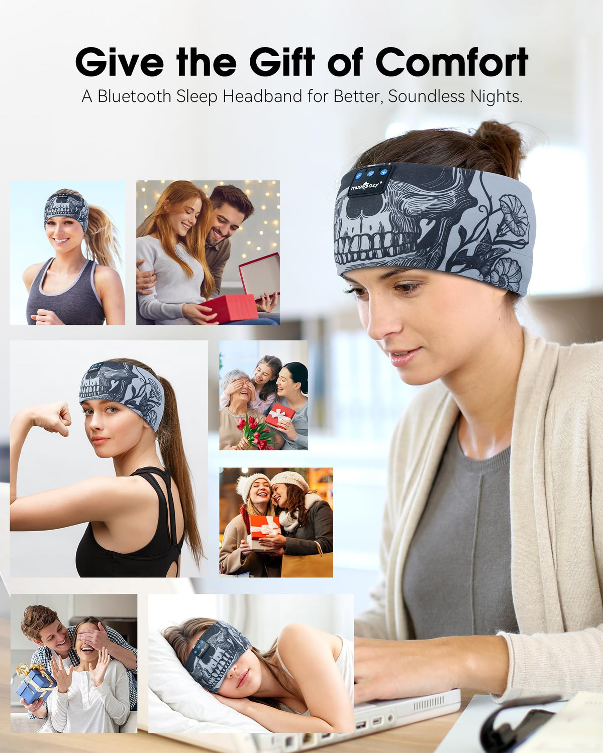 MUSICOZY non-slip, sweat-resistant headband stays put during vigorous activity.