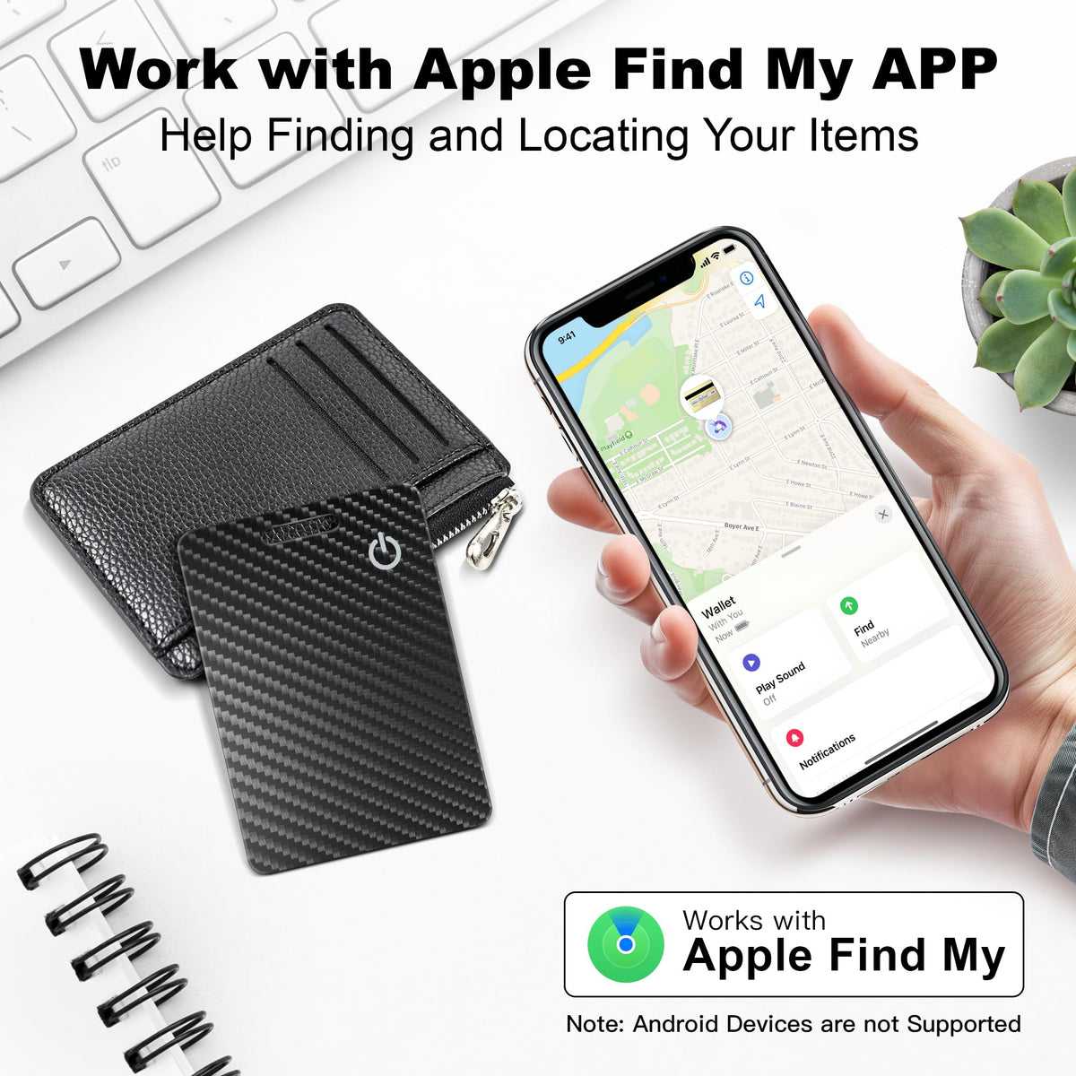 MUSINOTE ultra-thin tracker fits a slim wallet without bulk