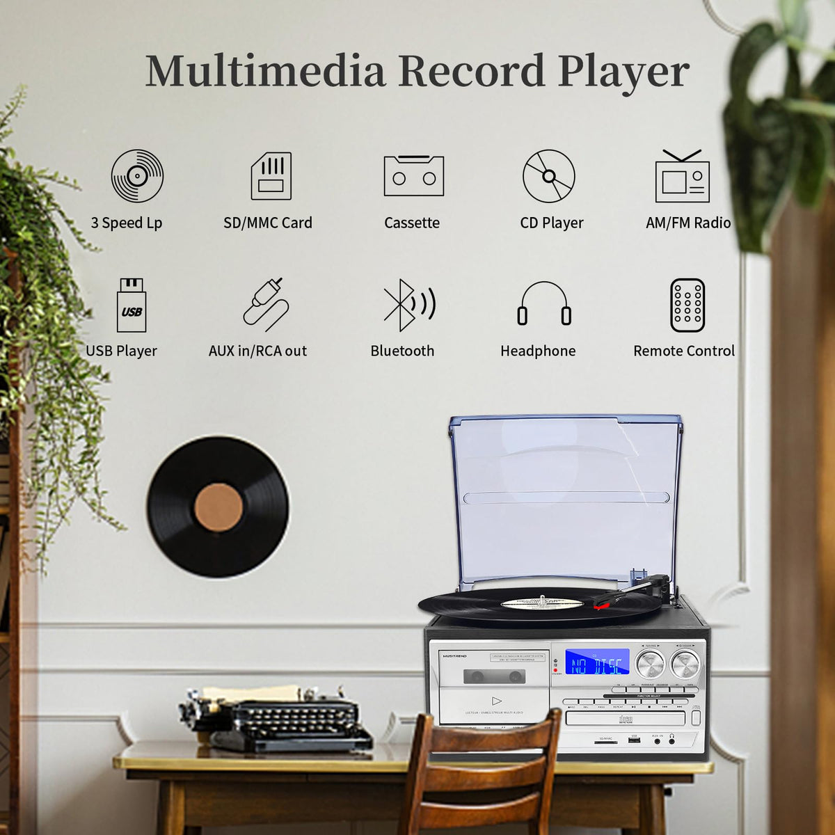 Musitrend 3-speed belt-drive turntable handles diverse records with smooth playback
