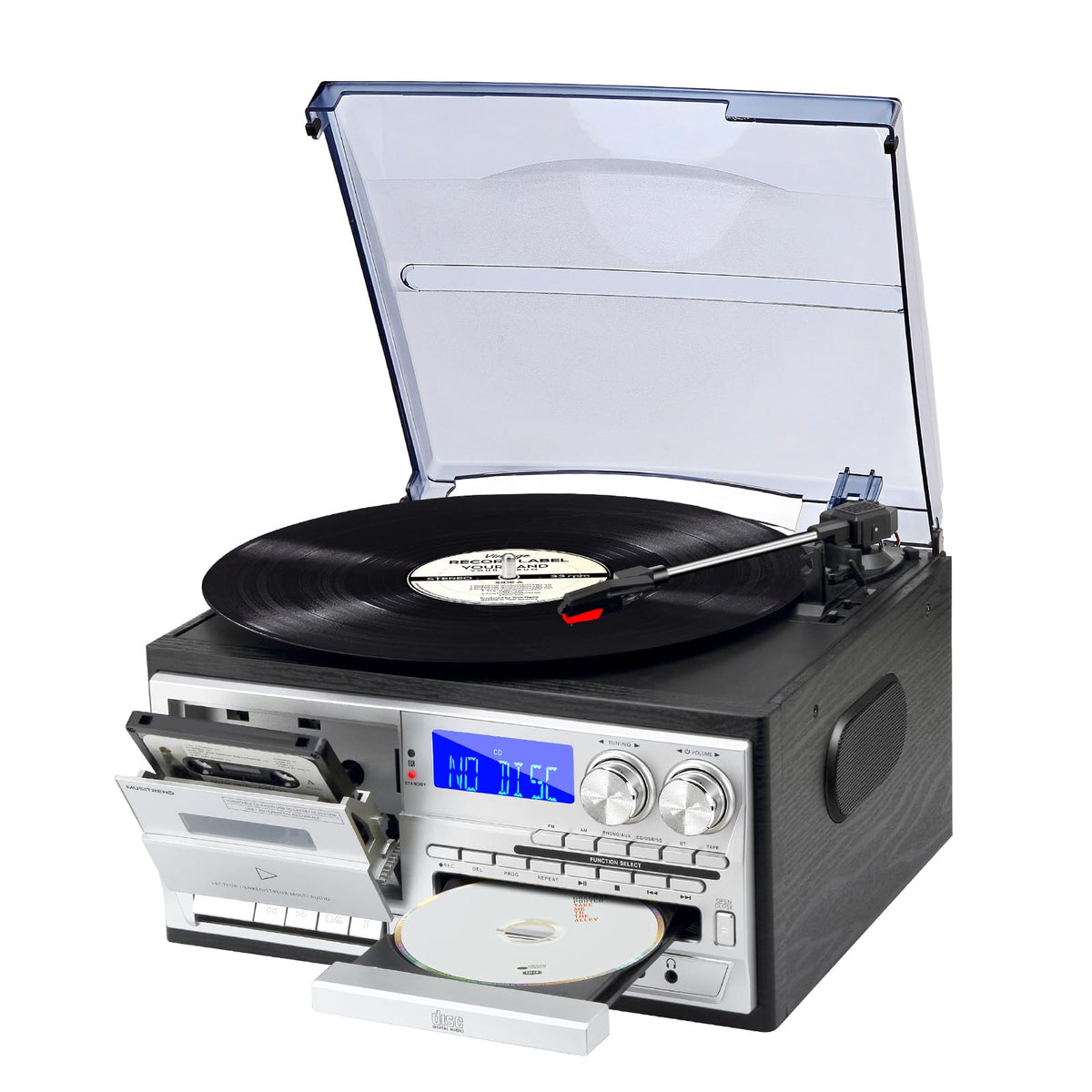 Musitrend 9-in-1 with external speakers for immersive vinyl sound