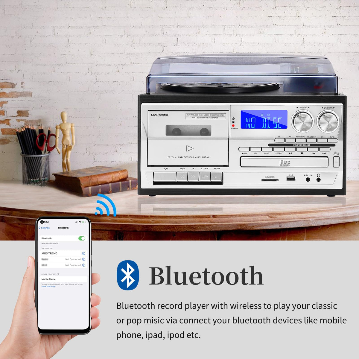 Musitrend vinyl-to-MP3 recording converts vinyl to USB/SD MP3 for easy sharing