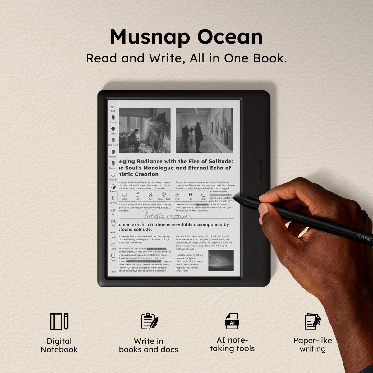 Musnap Ocean with 64GB storage to hold thousands of ebooks.