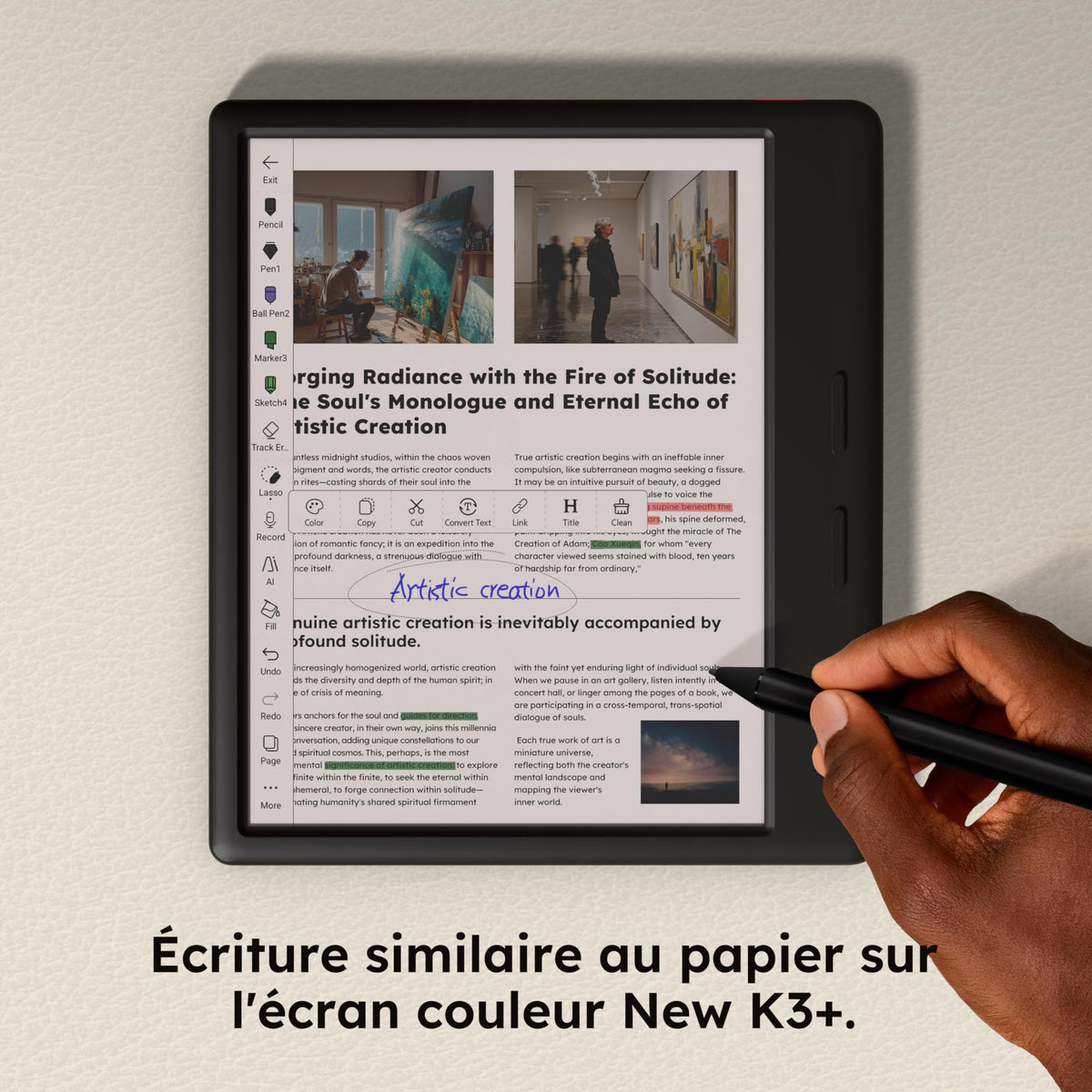 Musnap Ocean C stylus writing on screen for natural notes