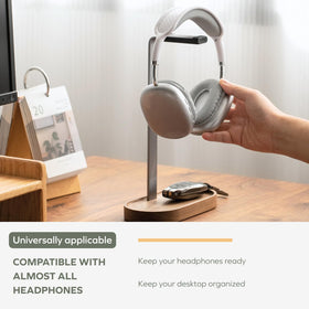muso wood base with non slip pads keeps headphones secure on any surface