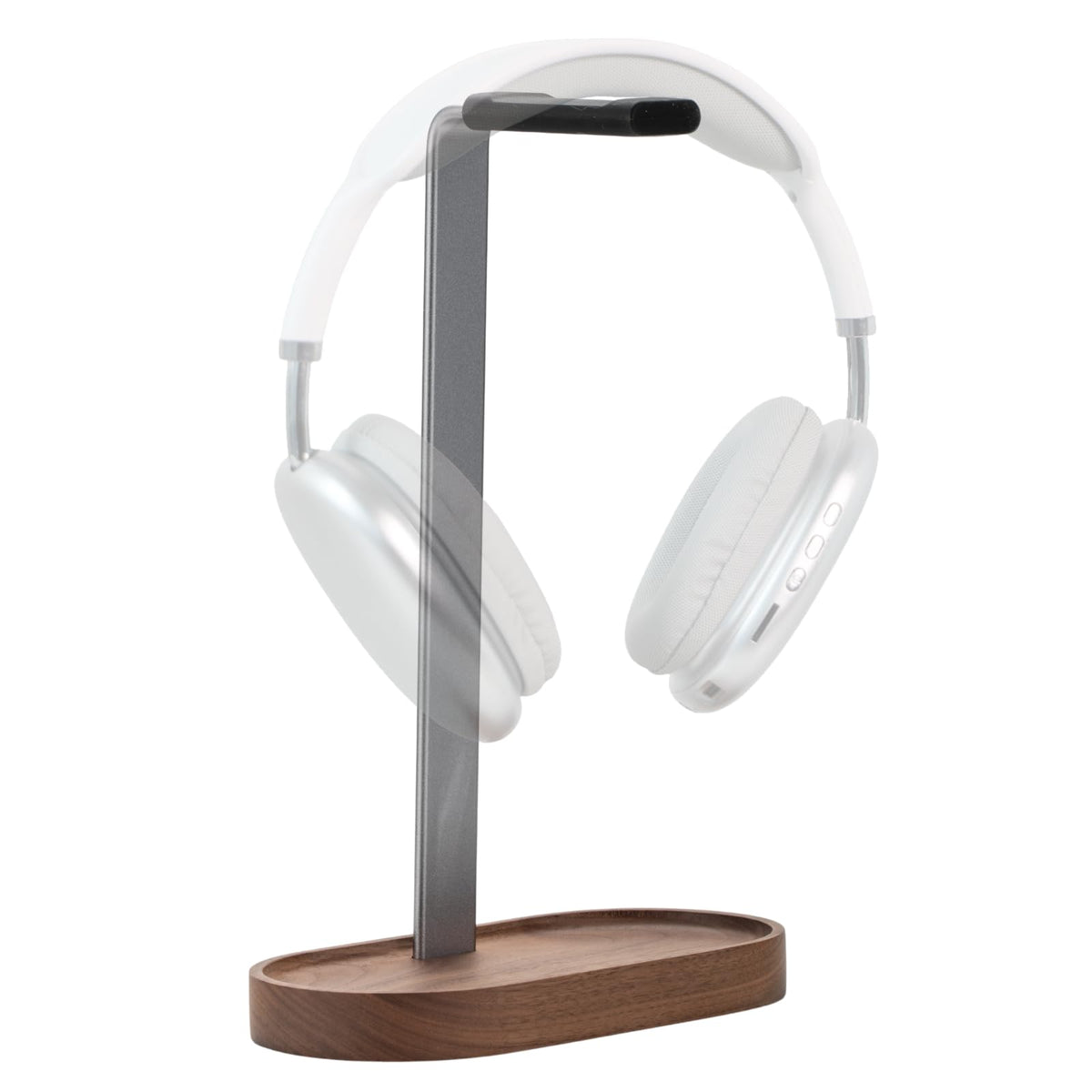 muso wood headphone stand with walnut finish for elegant desk organization