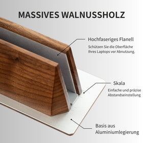 muso wood laptop stored in stand on desk demonstrating organized workspace benefit