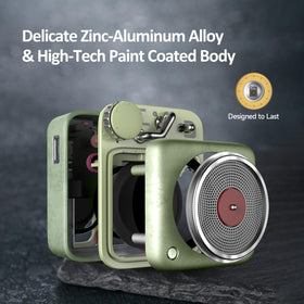 Muzen Button metal casing with lanyard shown for portable everyday carry