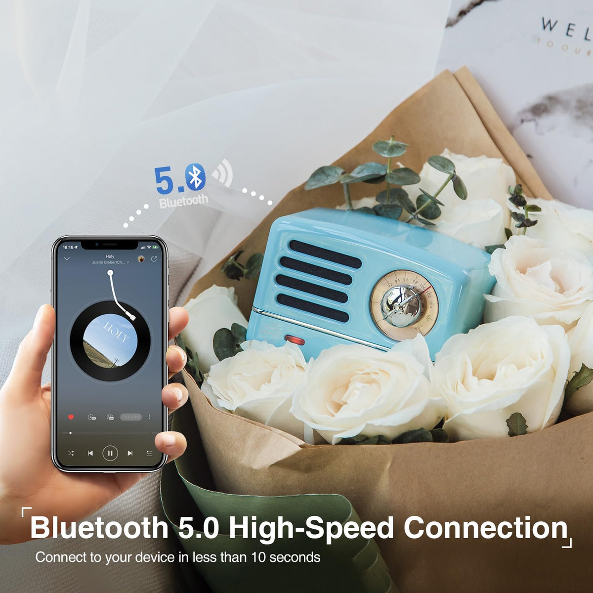 Muzen OTR compact size in hand, ideal for on the go listening