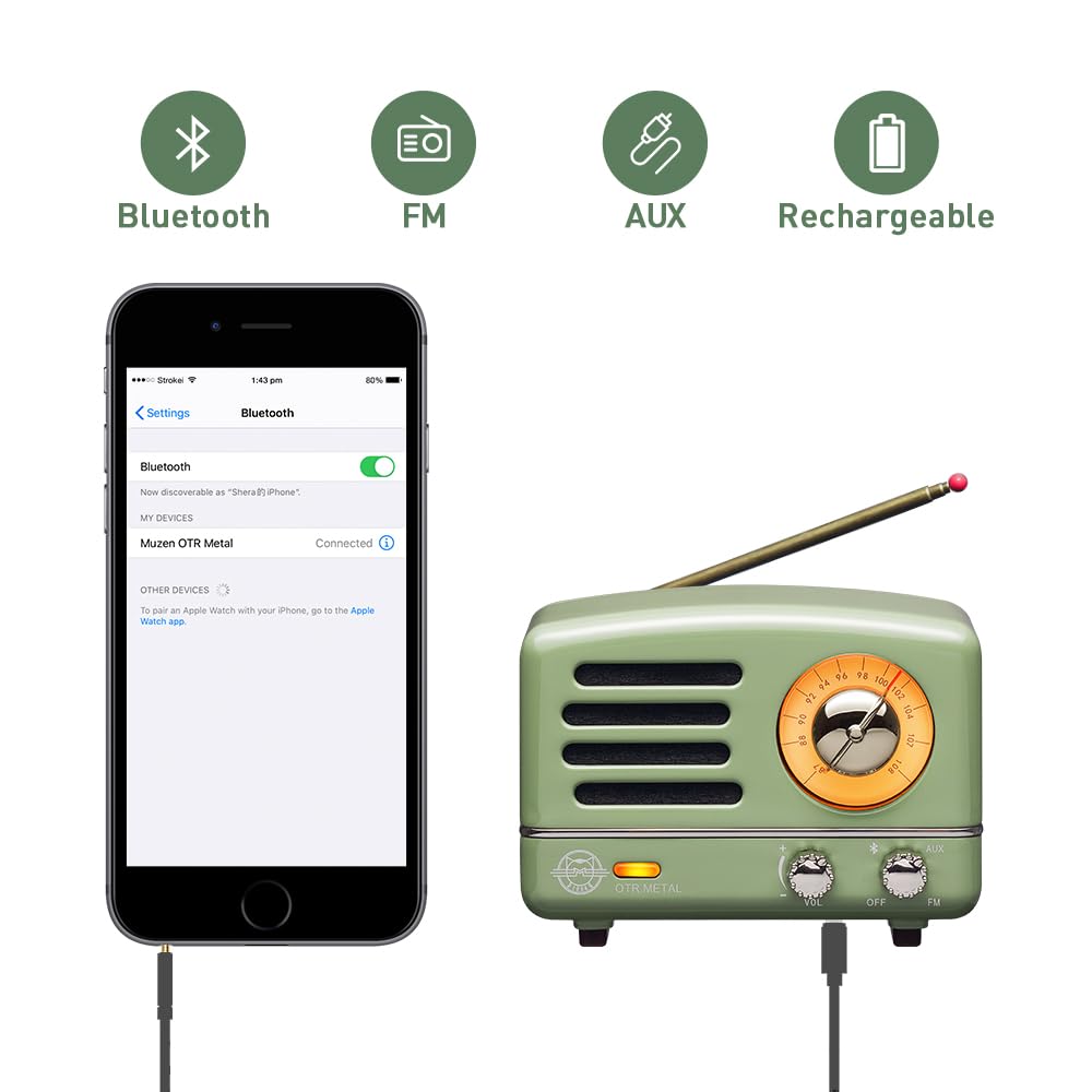 Muzen OTR supports Bluetooth and AUX for versatile playback
