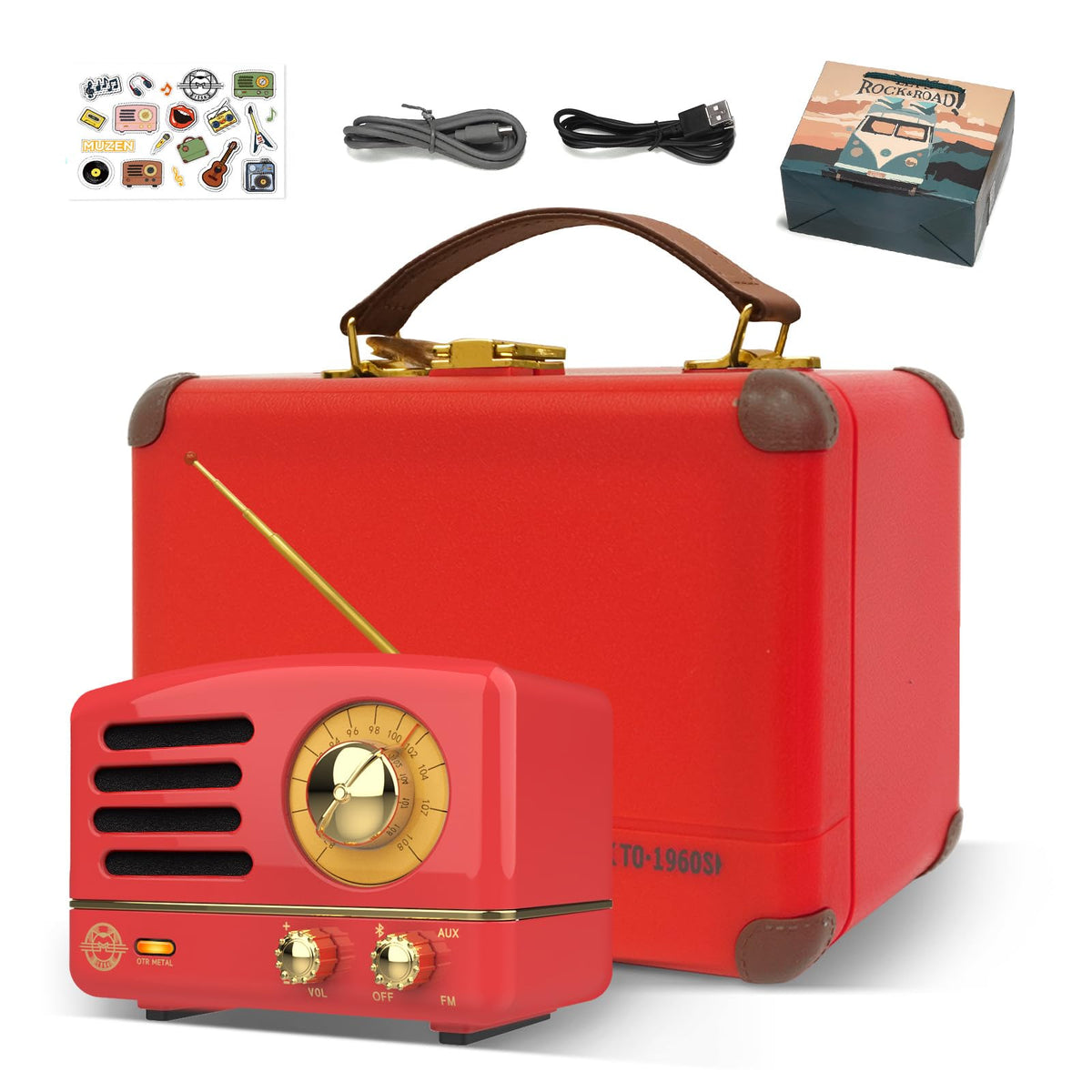 Muzen OTR side-view retro speaker shows compact, portable listening.