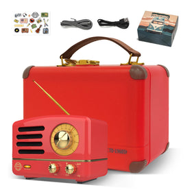 Muzen OTR side-view retro speaker shows compact, portable listening.