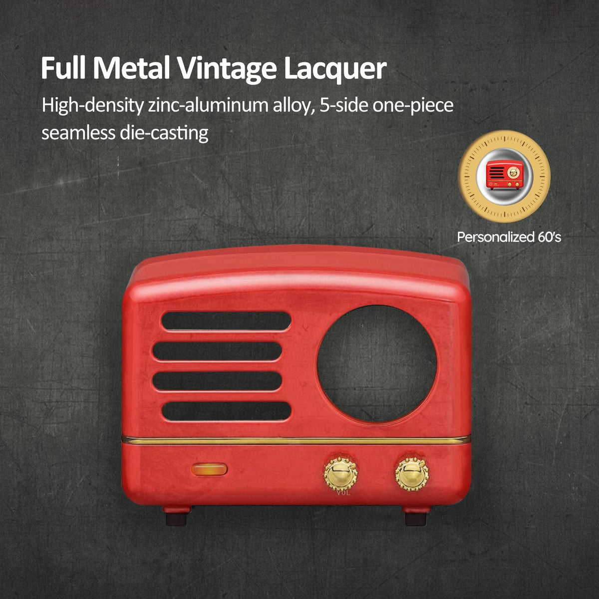 Muzen OTR with-antenna retro speaker emphasizes built-in FM radio convenience.