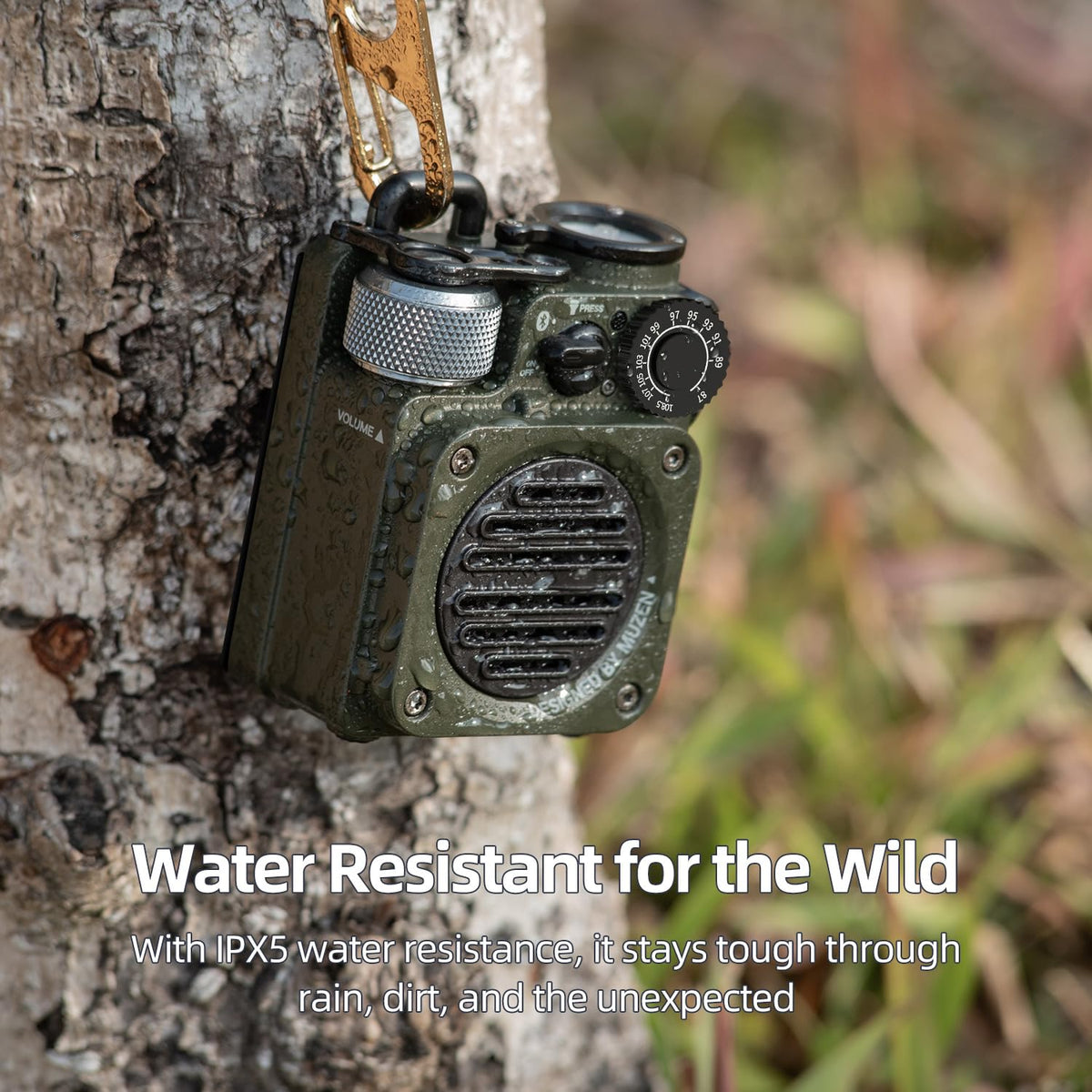 Muzen Upgraded Wild Mini 3.0 Bluetooth connection enables quick pairing on outdoor trips.