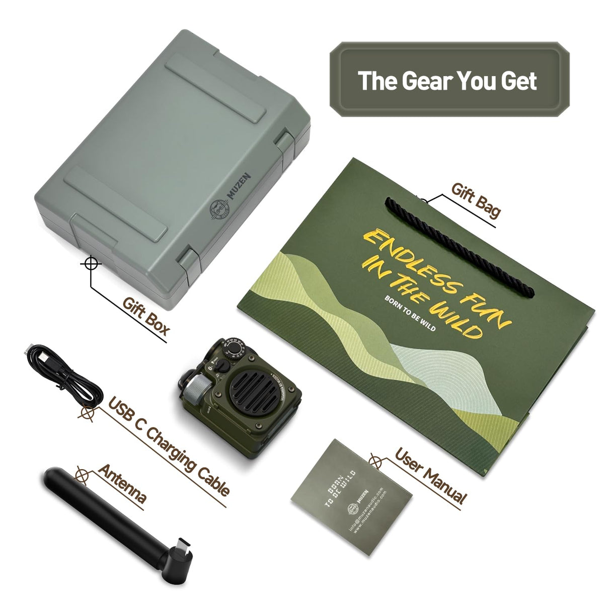 Muzen Upgraded Wild Mini 3.0 flashlight mode aids night visibility on trails.
