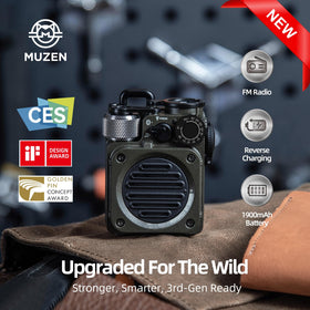 Muzen Upgraded Wild Mini 3.0 front view, compact rugged design for portability.