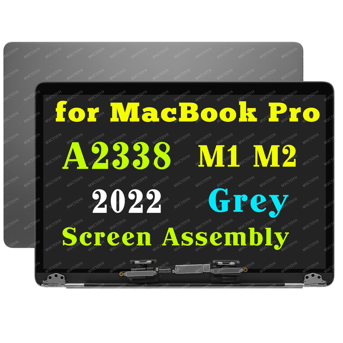 MVCTOYH MacBook Pro A2338 LCD screen assembly, front view, space-gray upgrade